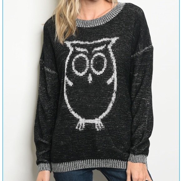 Black & White Owl Sweater - Picture 7 of 8
